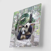 Advies van Panda "Altijd tijd voor pauze" / Panda Vierkante Klok (Hoek)