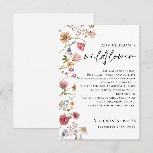 Advies van Wildflower kaart (Voorkant / Achterkant)