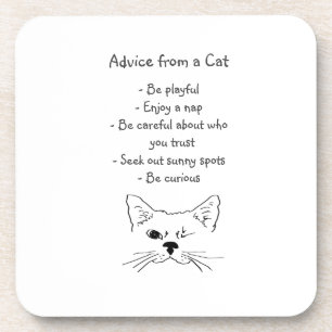 Advies van Winking Cat Fun Animal Humor Bier Onderzetter