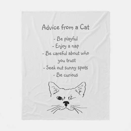 Advies van Winking Cat Fun Animal Humor Fleece Deken (Voorkant)