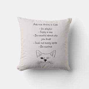 Advies van Winking Cat Fun Animal Humor Kussen