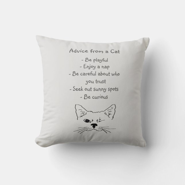 Advies van Winking Cat Fun Animal Humor Kussen (Voorkant)