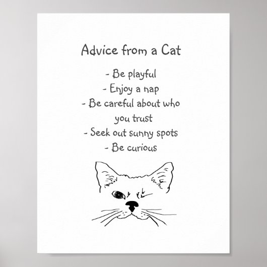Advies van Winking Cat Fun Animal Humor Poster (Voorkant)