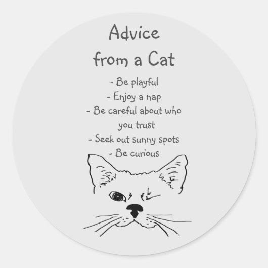 Advies van Winking Cat Fun Animal Humor Ronde Sticker (Voorkant)