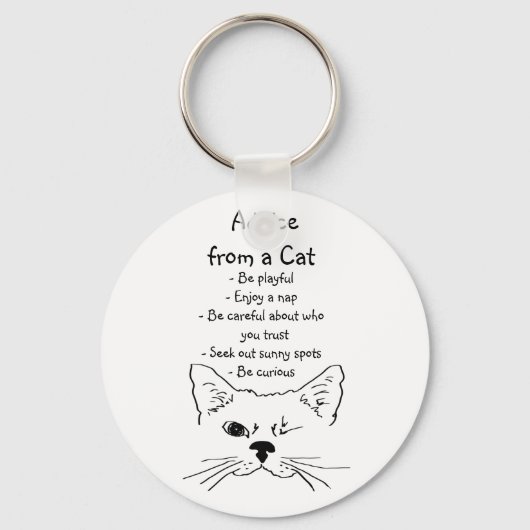 Advies van Winking Cat Fun Animal Humor Sleutelhanger (Voorkant)