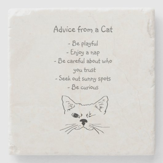 Advies van Winking Cat Fun Animal Humor Stenen Onderzetter (Voorkant)