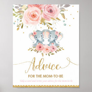 Advies voor Baby shower met ellephant Twins Poster