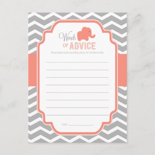 Advies voor Coral Gray Chevron Elephant Baby showe (Voorkant)
