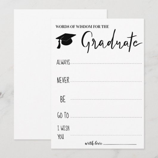 Advies voor de Afstuderen | Woorden van Wisdom Kaart (Voorkant / Achterkant)