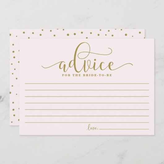 Advies voor de bride | Goud en roze kalligrafie (Voorkant / Achterkant)