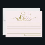 Advies voor de bride | Goud en roze kalligrafie<br><div class="desc">Moderne en witte kaart voor de bruid. Geef advies met dit moderne 'advies voor de bruidskaart'. Het is perfect voor bruid- en trouwdouches. Andere kleuren zijn beschikbaar.</div>