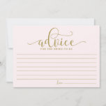 Advies voor de bride | Goud en roze kalligrafie<br><div class="desc">Moderne en witte kaart voor de bruid. Geef advies met dit moderne 'advies voor de bruidskaart'. Het is perfect voor bruid- en trouwdouches. Andere kleuren zijn beschikbaar.</div>