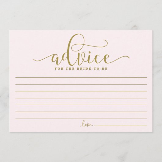 Advies voor de bride | Goud en roze kalligrafie (Voorkant)