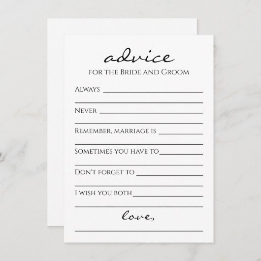 Advies voor de Bride & Groom kaart (Voorkant / Achterkant)