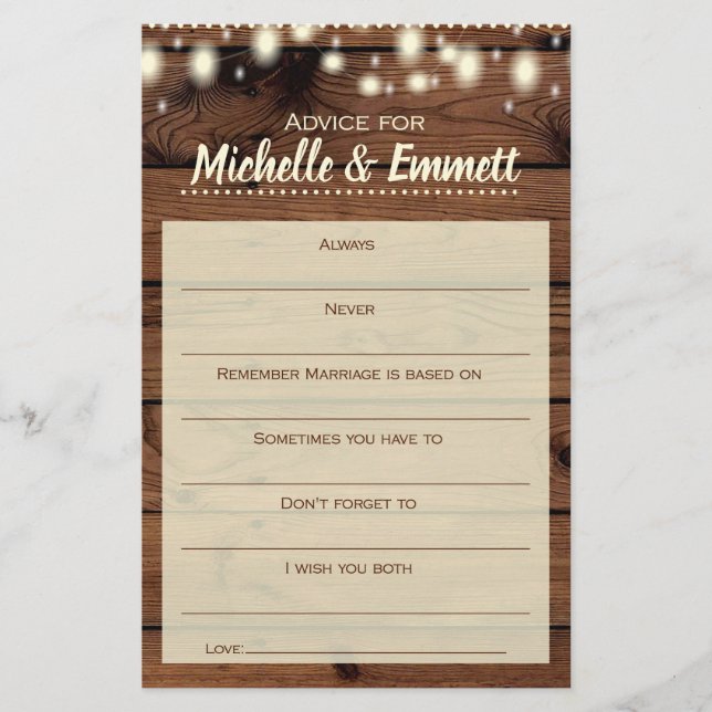 Advies voor de Bride & Groom Rustic Shower Game (Voorkant)
