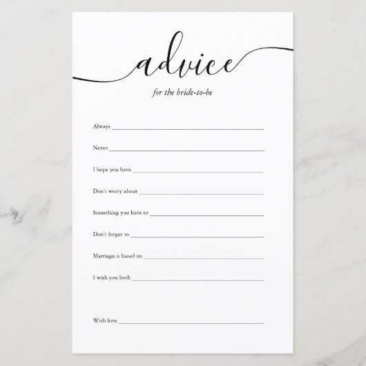 Advies voor de Bride Script-kaart (Voorkant)