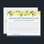 Advies voor de Bride-to-Be Kaart Lemon Shower<br><div class="desc">Stuur de bruid in het getrouwde leven met een hart vol liefde en gelach met behulp van dit charmante advies voor de bruid-to-be-kaart. Gasten zullen doordachte woorden, huwelijkswijsheid of zoete aanmoediging delen - het creëren van een betekenisvolle herinnering die ze lang na de douche zal koesteren. Gestyled met een frisse...</div>