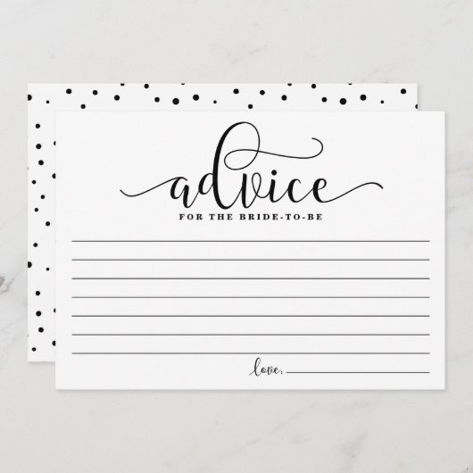 Advies voor de bride | Zwarte Moderne kalligrafie (Voorkant / Achterkant)