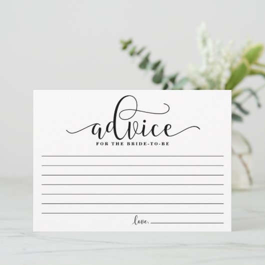 Advies voor de bride | Zwarte Moderne kalligrafie (Staand voorkant)