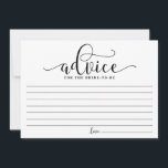 Advies voor de bride | Zwarte Moderne kalligrafie<br><div class="desc">Moderne en witte kaart voor de bruid. Geef advies met dit moderne 'advies voor de bruidskaart'. Het is perfect voor bruid- en trouwdouches.</div>