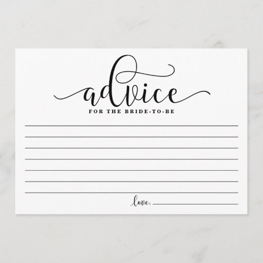 Advies voor de bride | Zwarte Moderne kalligrafie (Voorkant)