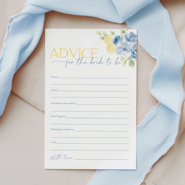 Advies voor de Bruid Citrus Bruidsfeest Spel (Advice for the bride to be! Bridal Shower game card printed)