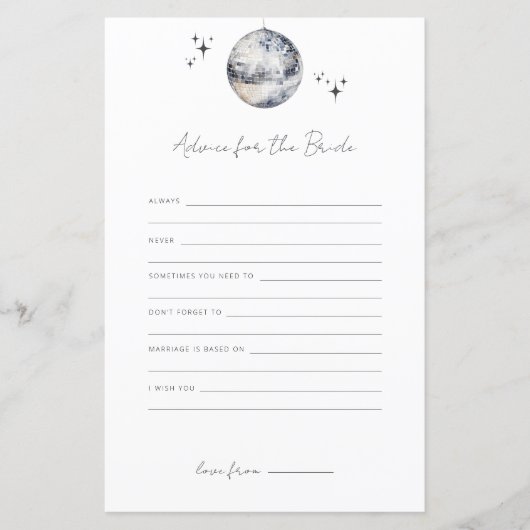 Advies voor de Bruid Disco Ball Vrijgezellenfeest  (Voorkant)