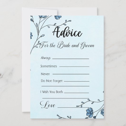 Advies voor de bruid en bruidegom blauwe bloemen kaart (Voorkant)