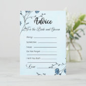 Advies voor de bruid en bruidegom blauwe bloemen kaart (Staand voorkant)