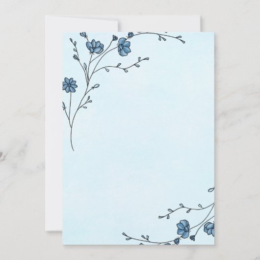 Advies voor de bruid en bruidegom blauwe bloemen kaart (Achterkant)