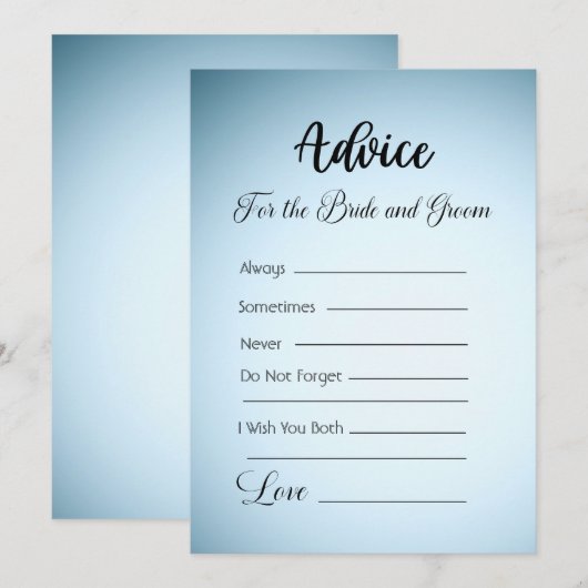 Advies voor de bruid en bruidegom Blauwe Ombre Kaart (Voorkant / Achterkant)