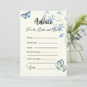 Advies voor de bruid en bruidegom blauwe vlinders kaart (Staand voorkant)