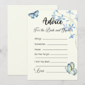 Advies voor de bruid en bruidegom blauwe vlinders kaart (Voorkant / Achterkant)