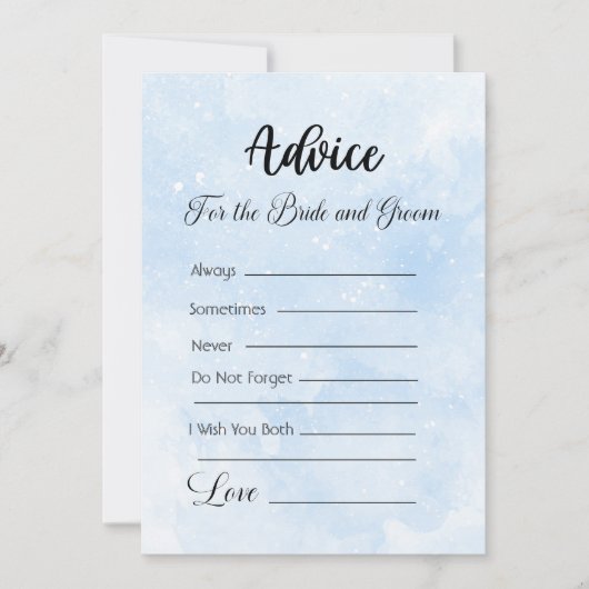 Advies voor de bruid en bruidegom blauwe witte ste kaart (Voorkant)