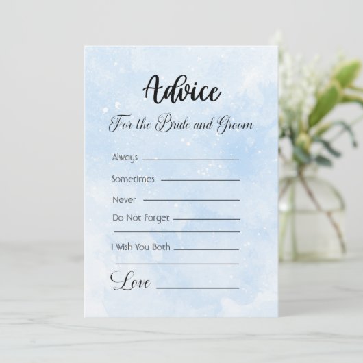 Advies voor de bruid en bruidegom blauwe witte ste kaart (Staand voorkant)