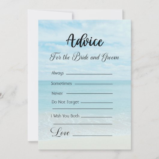 Advies voor de bruid en bruidegom Blue Ocean Beach Kaart (Voorkant)
