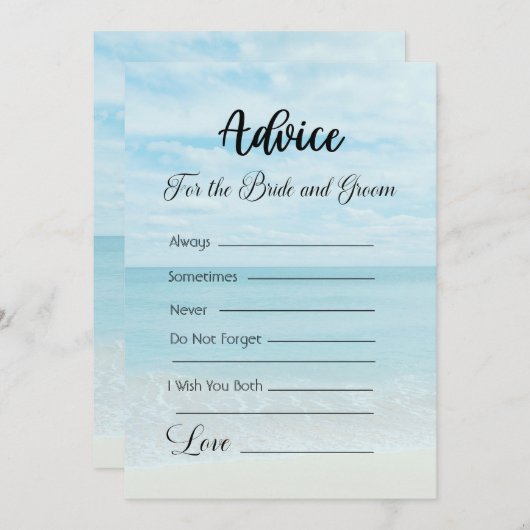 Advies voor de bruid en bruidegom Blue Ocean Beach Kaart (Voorkant / Achterkant)