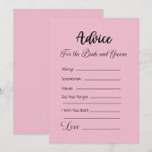 Advies voor de bruid en bruidegom Cameo Pink Kaart (Voorkant / Achterkant)