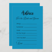 Advies voor de bruid en bruidegom Cerulean Blue Kaart (Voorkant / Achterkant)