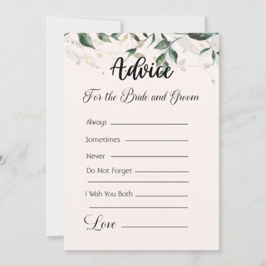 Advies voor de bruid en bruidegom Cream & Green Kaart (Voorkant)