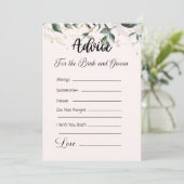 Advies voor de bruid en bruidegom Cream & Green Kaart (Staand voorkant)