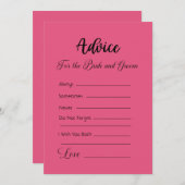 Advies voor de bruid en bruidegom donkerroze kaart (Voorkant / Achterkant)