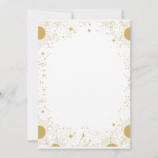 Advies voor de bruid en bruidegom Gold Suns Stars Kaart (Achterkant)