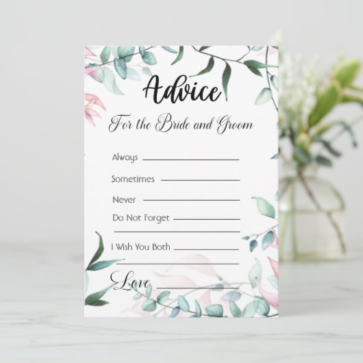 Advies voor de bruid en bruidegom groen & roze bla kaart (Staand voorkant)