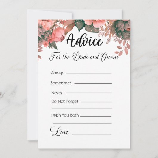 Advies voor de bruid en bruidegom Groene Bloemen Kaart (Voorkant)