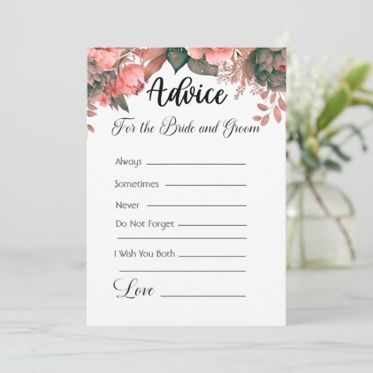 Advies voor de bruid en bruidegom Groene Bloemen Kaart (Staand voorkant)