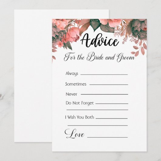 Advies voor de bruid en bruidegom Groene Bloemen Kaart (Voorkant / Achterkant)