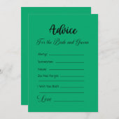 Advies voor de bruid en bruidegom Jade Green Kaart (Voorkant / Achterkant)