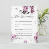 Advies voor de bruid en bruidegom Lavendel Bloemen Kaart (Staand voorkant)