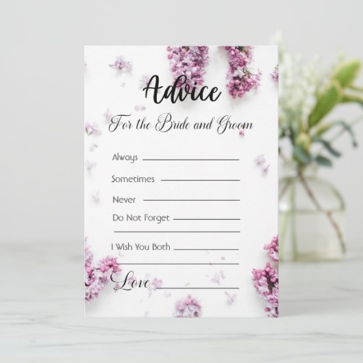 Advies voor de bruid en bruidegom Lavendel Bloemen Kaart (Staand voorkant)